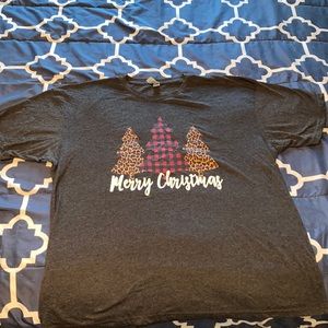 Women’s leopard & red plaid Christmas shirt XL